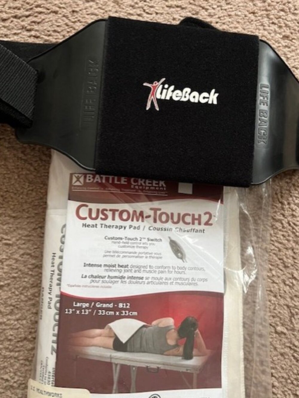 NEW Battle Creek Custom-Touch 2 Heat Therapy Pad PLUS Lifeback Back Support